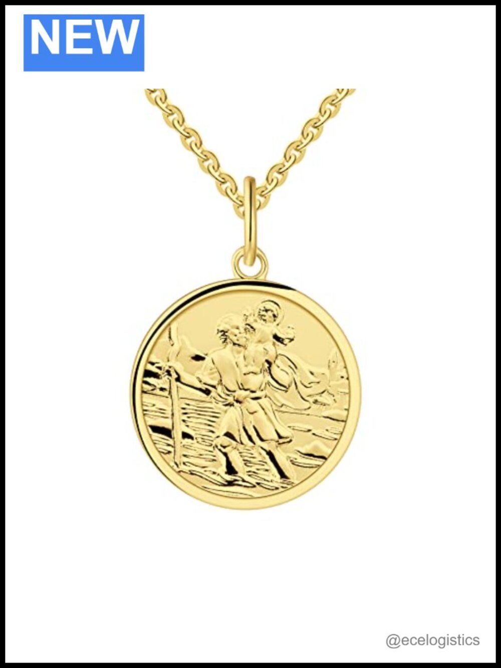 St Christopher Necklace 925 Sterling Silver 18k Gold Plated Religious Pendant